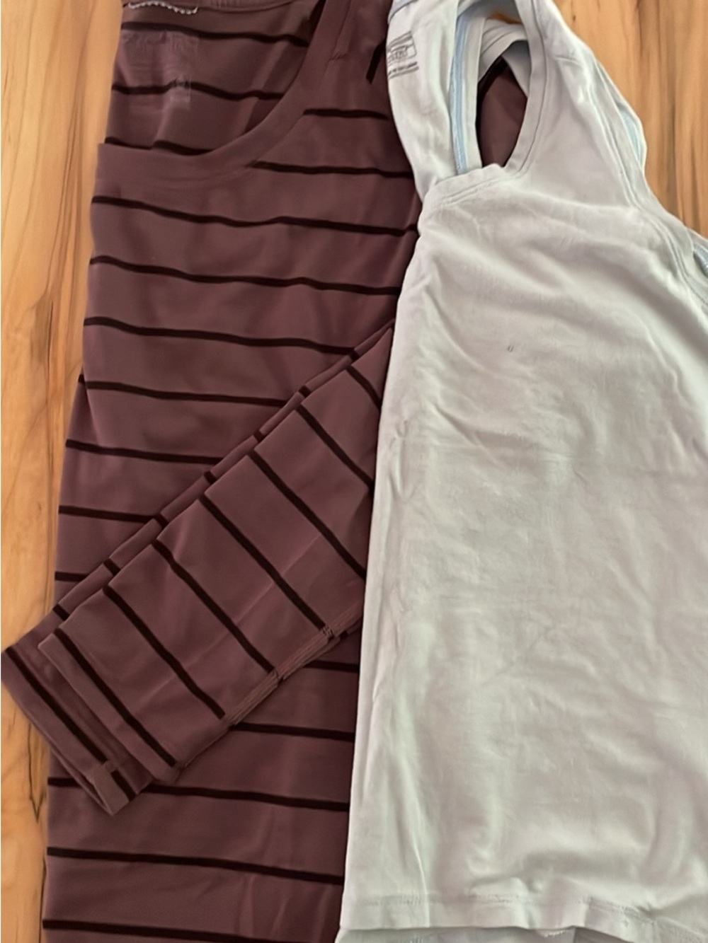 Patagonia Women's Long Sleeve Striped Top in Maroon & Light Blue Tank